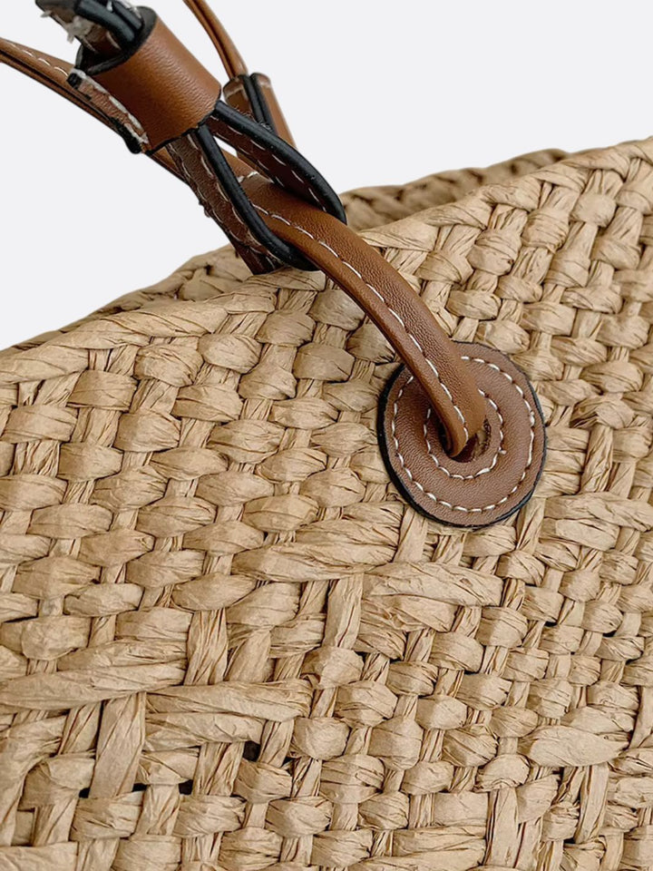Bolso tote de paja y cuero