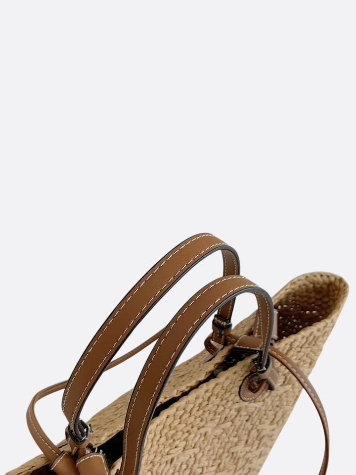 Bolso tote de paja y cuero