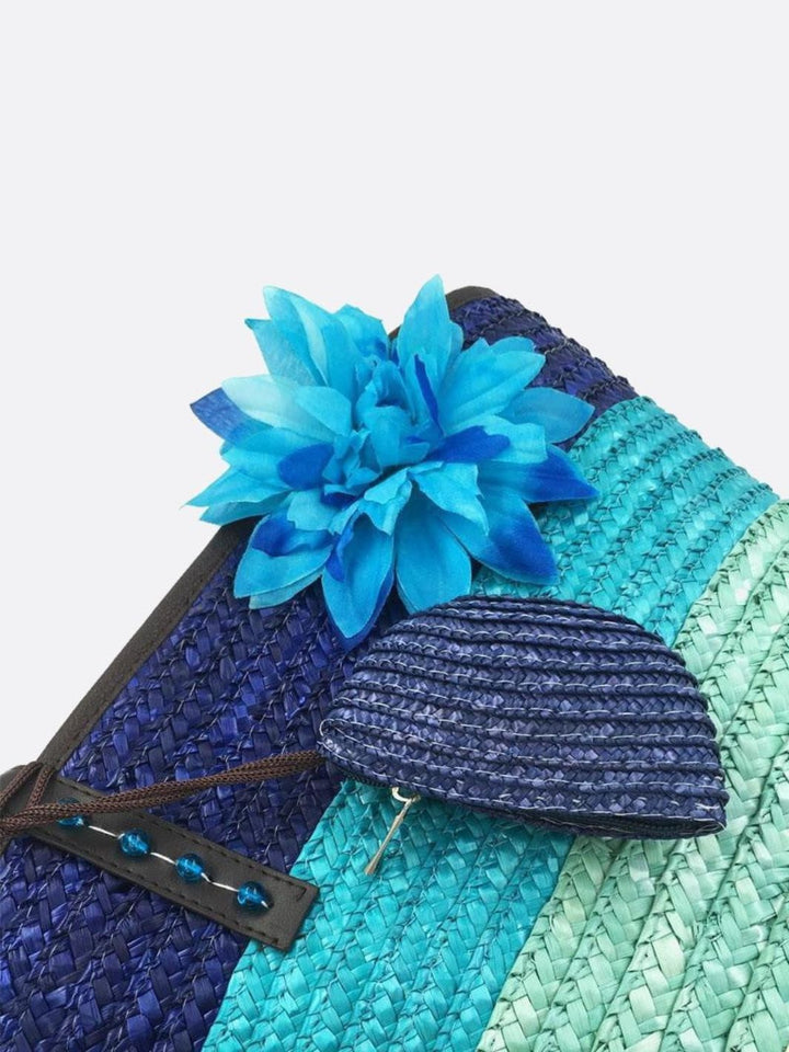 Bolso tote de paja con flor