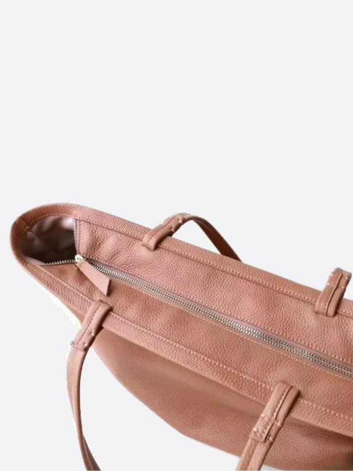 Bolso tote de piel con cremallera
