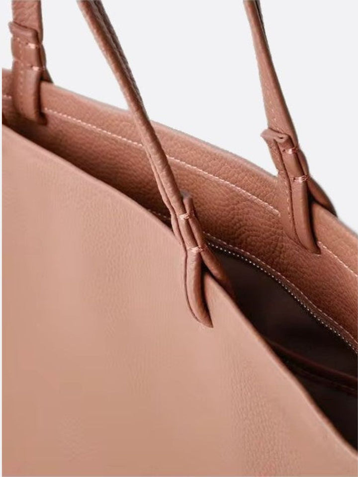 Bolso tote de piel con cremallera