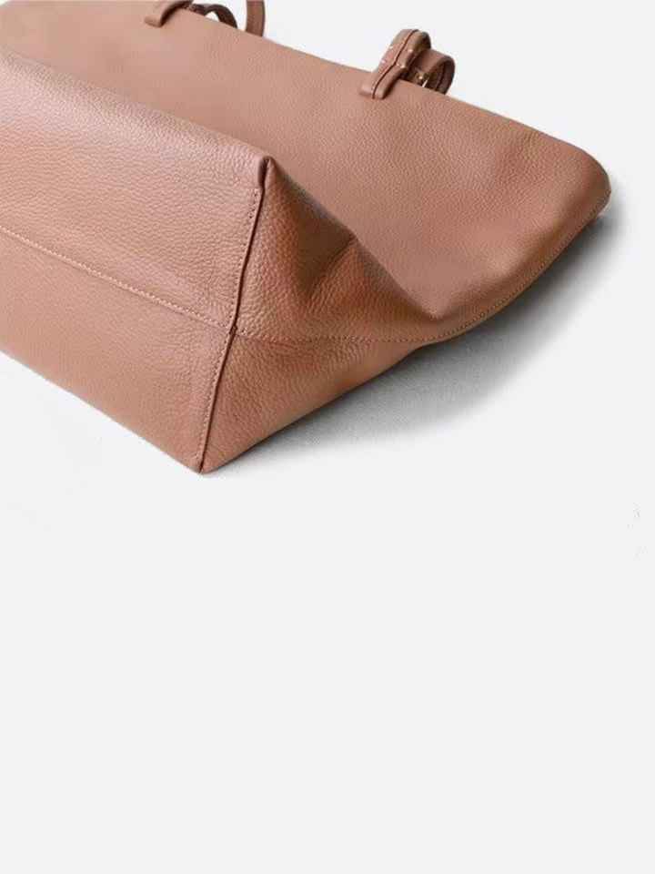 Bolso tote de piel con cremallera