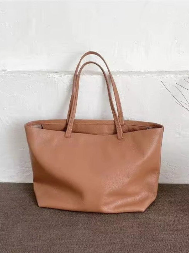 Bolso tote de piel con cremallera