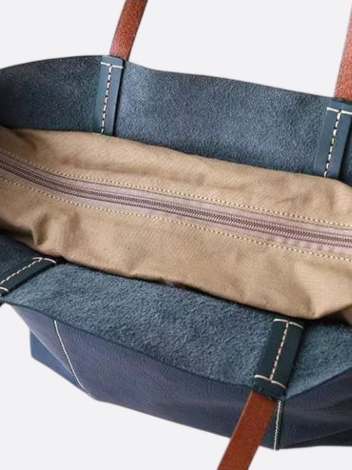 Bolso tote de piel azul marino