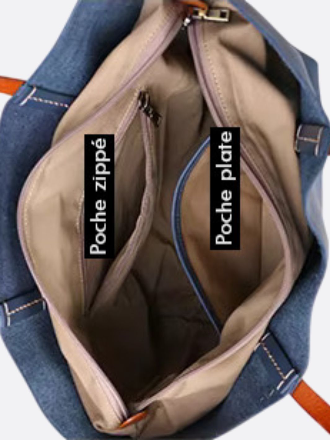 Bolso tote de piel azul marino