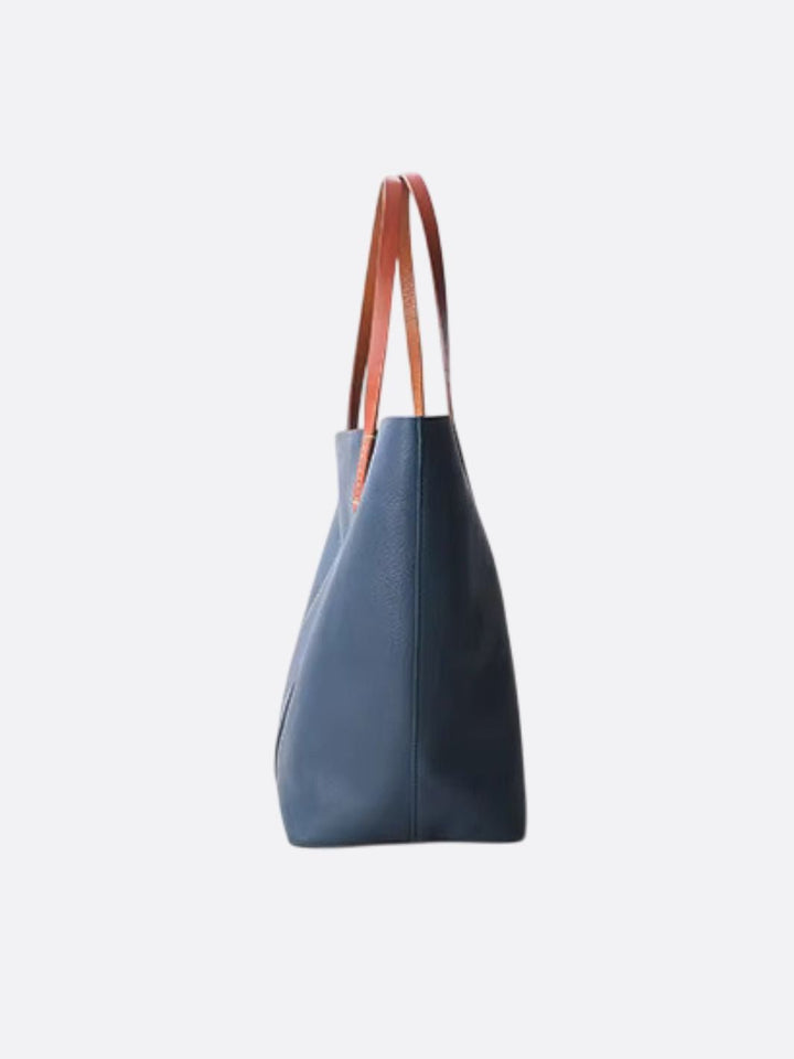 Bolso tote de piel azul marino