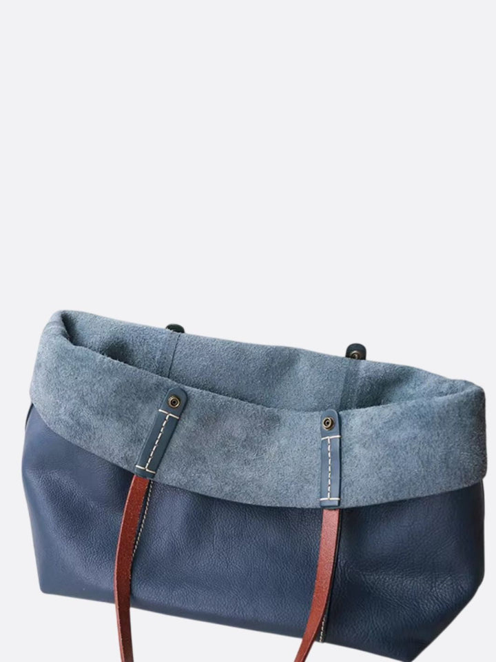 Bolso tote de piel azul marino