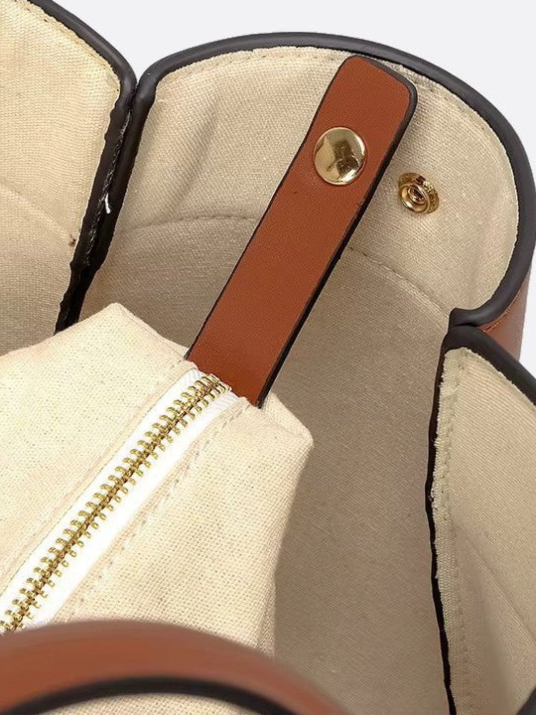 Bolso tote de lona y piel