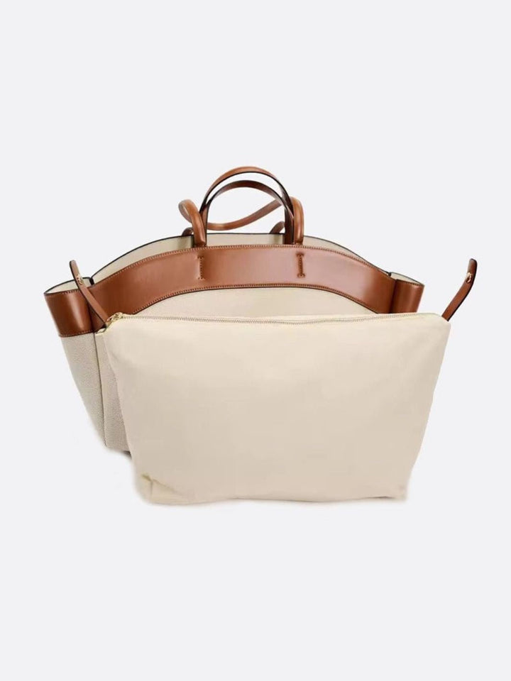 Bolso tote de lona y piel