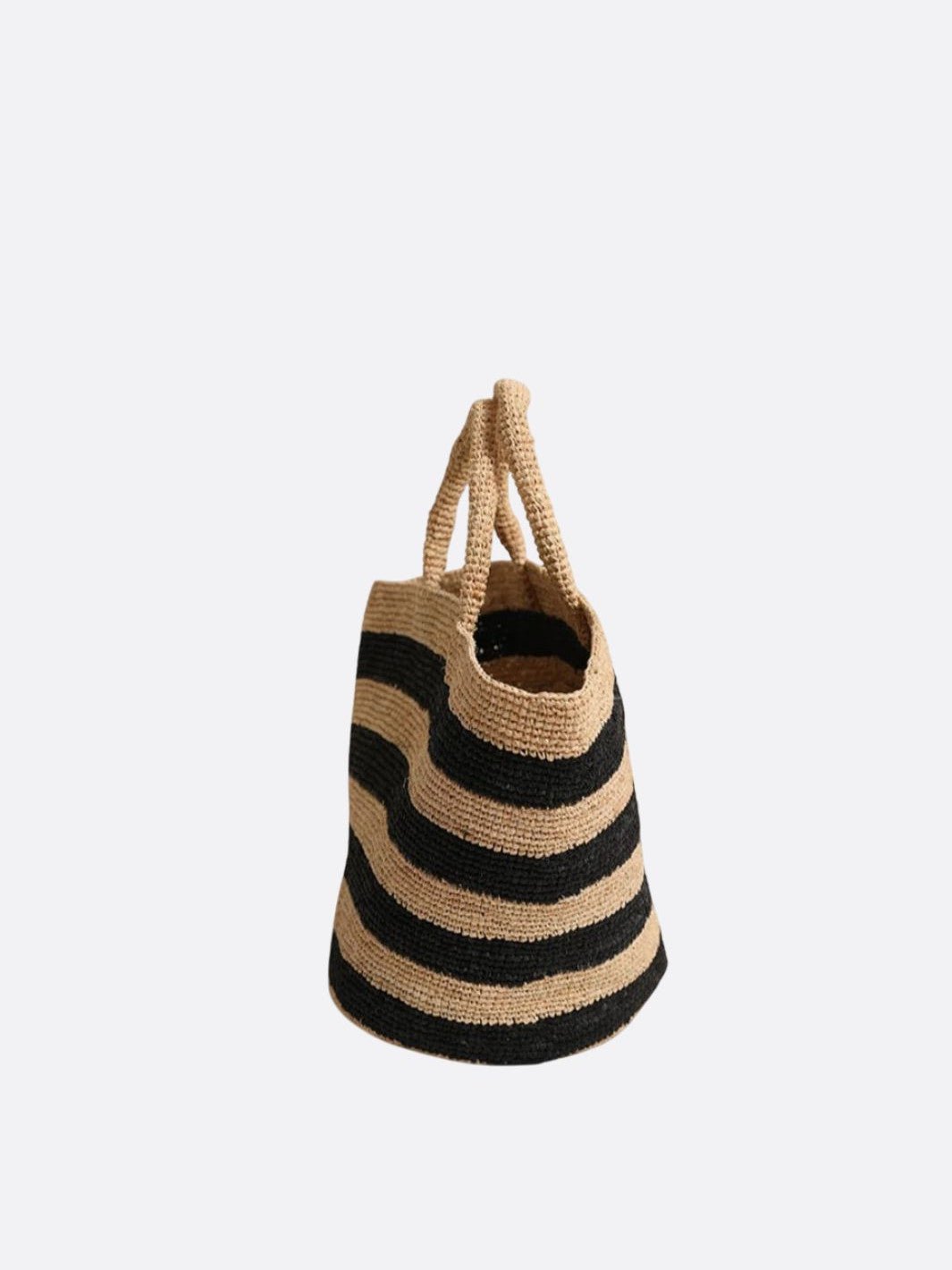 Bolso cesta de rafia con rayas